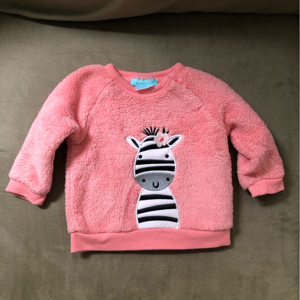 BOGO 🎊 Pekkle Pink Fleece Sweatshirt with Zebra